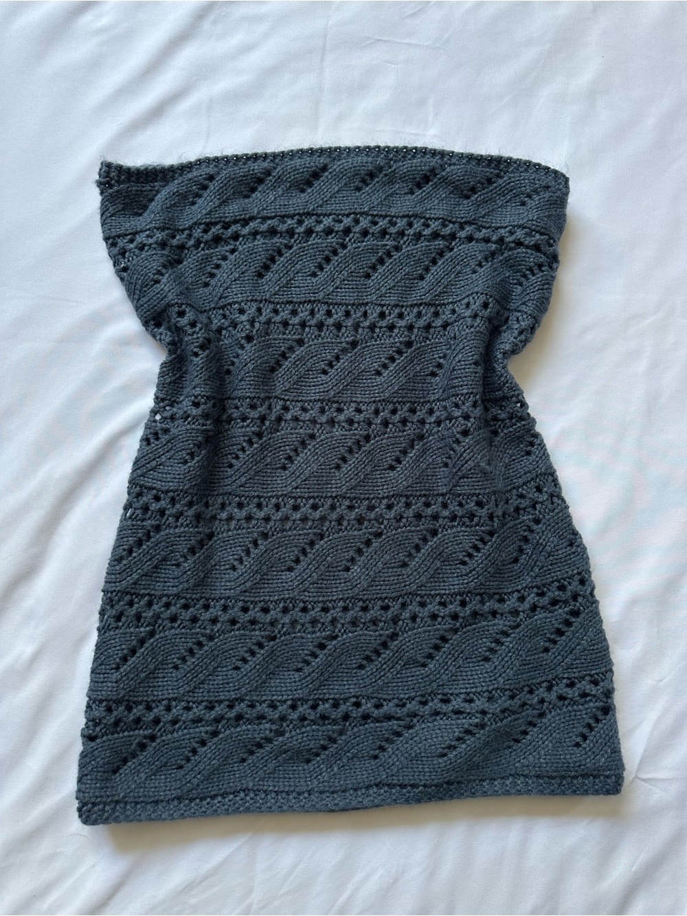 New York & Company Strapless Dusty Blue Knit Top